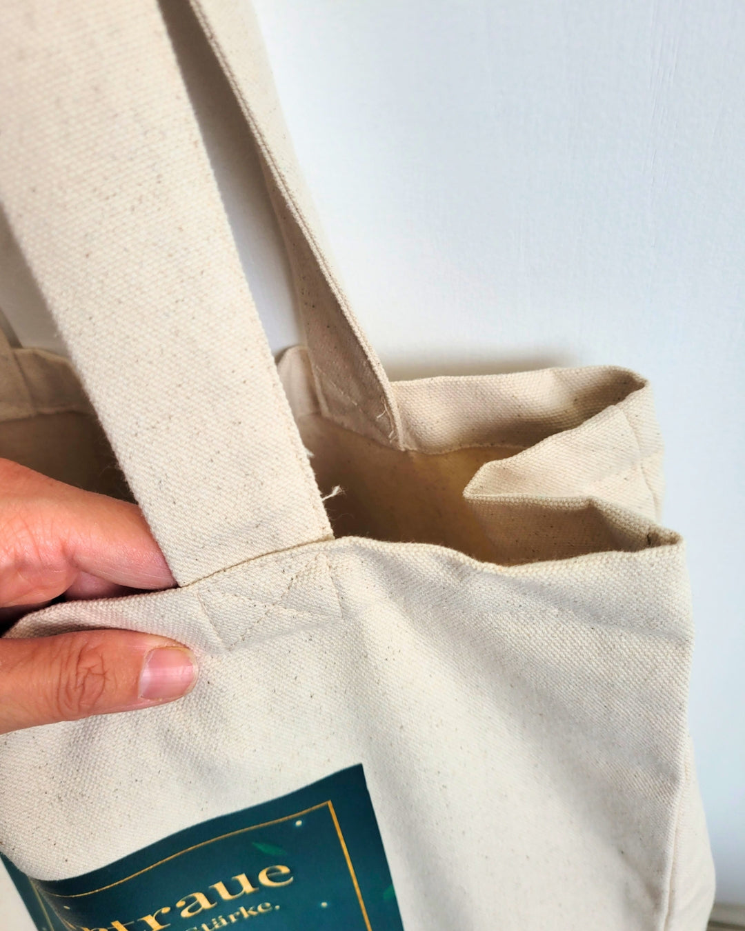 Hochwertige Baumwolltasche mit Kunstdruck Frauen "Ich vertraue auf meine innere Stärke" Shopper, Jutebeutel