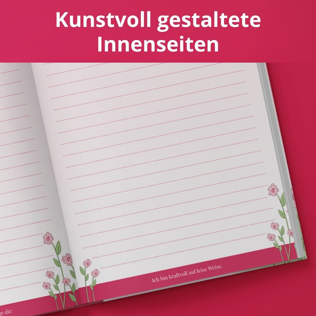 Notizbuch Din A5, 196 Seiten, Hardcover -  "Kraftvoll auf leise Weise"