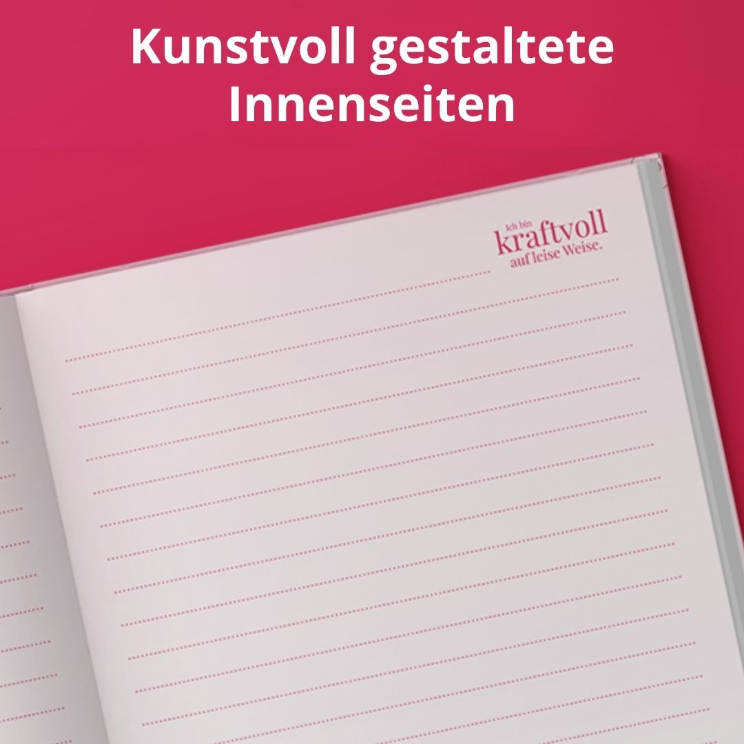 Notizbuch Din A5, 196 Seiten, Hardcover -  "Kraftvoll auf leise Weise"