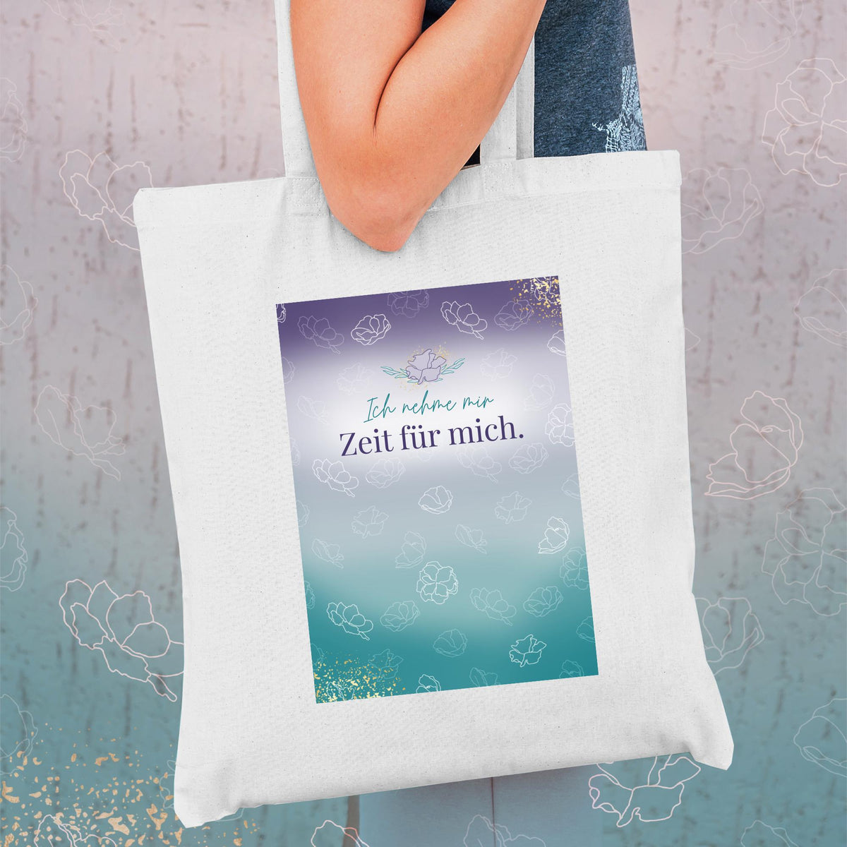 Stofftasche "Zeit für mich" Jutebeutel, Henkeltasche