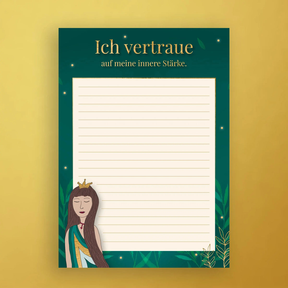 Notizblock Din A5 "Ich vertraue auf meine innere Stärke" Natur Gold Blätter Frauen, Motivation, Inspiration, Selbstfürsorge